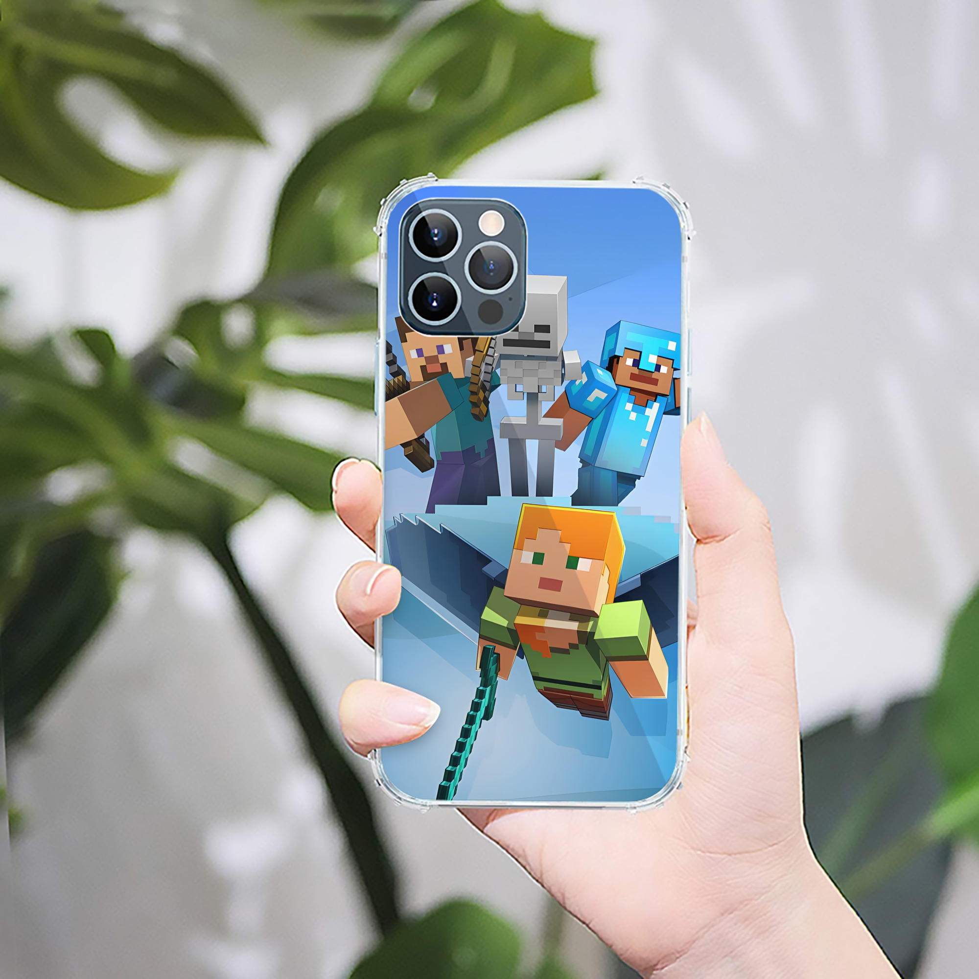 （画像用） マインクラフト ブロックの世界 Minecraft MC Block world 【iPhone 12シリーズ対応】透明スマホケース（クリアソフトケース）